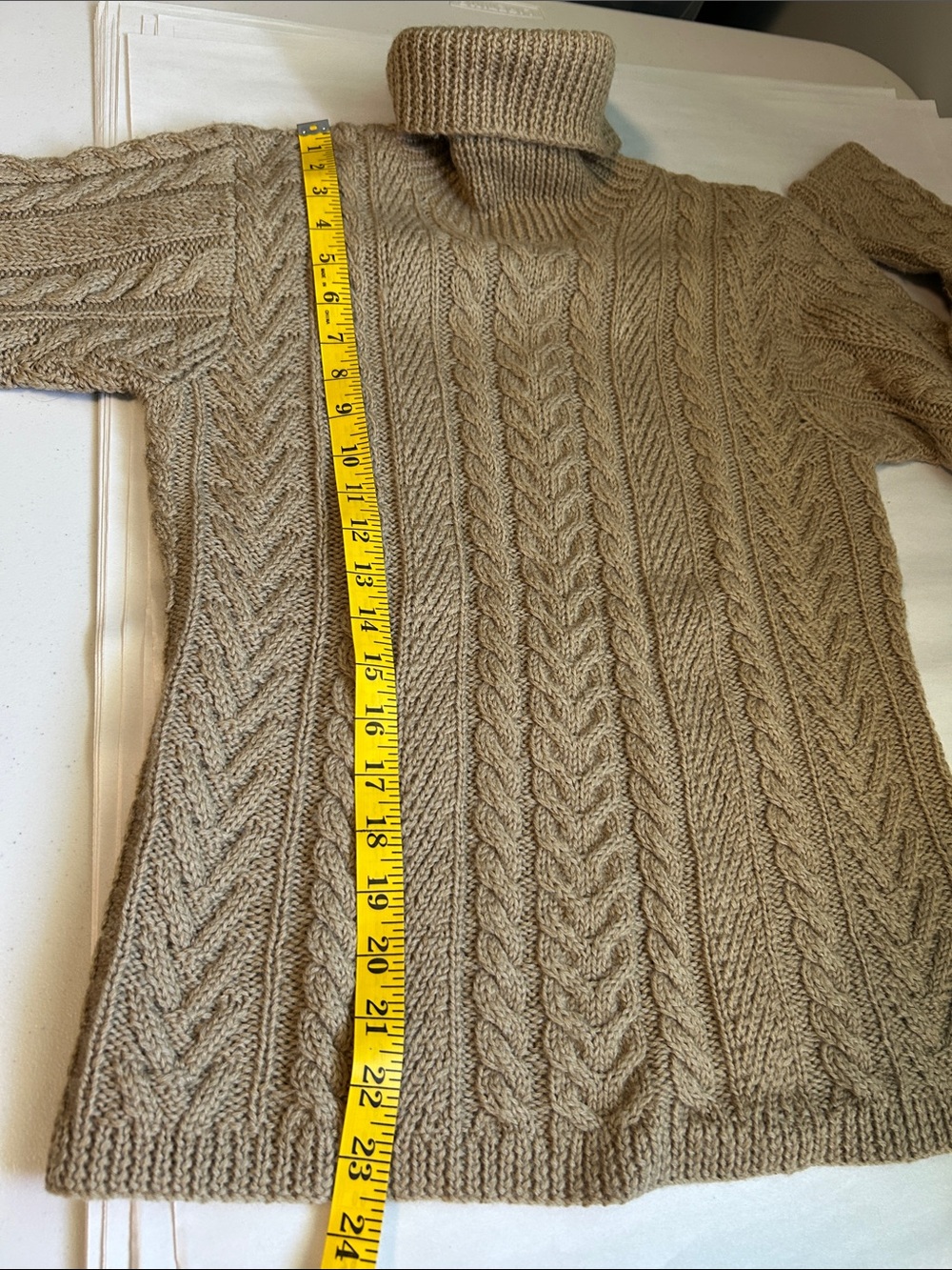 Lauren Ralph Lauren Wool Hand Knit Chunky Cable Knit Turtleneck Fisherman Sweate - Picture 6 of 11